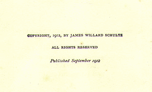 [Copyright Page] from With the Indians in the Rockies by James W. Schultz