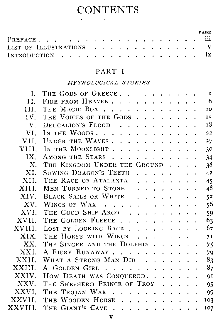 [Contents Page 1 of 2] from Stories of the Ancient Greeks by Charles D. Shaw