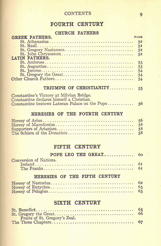 [Contents, Page 3 of 8] from Compendium of Church History by Notre Dame