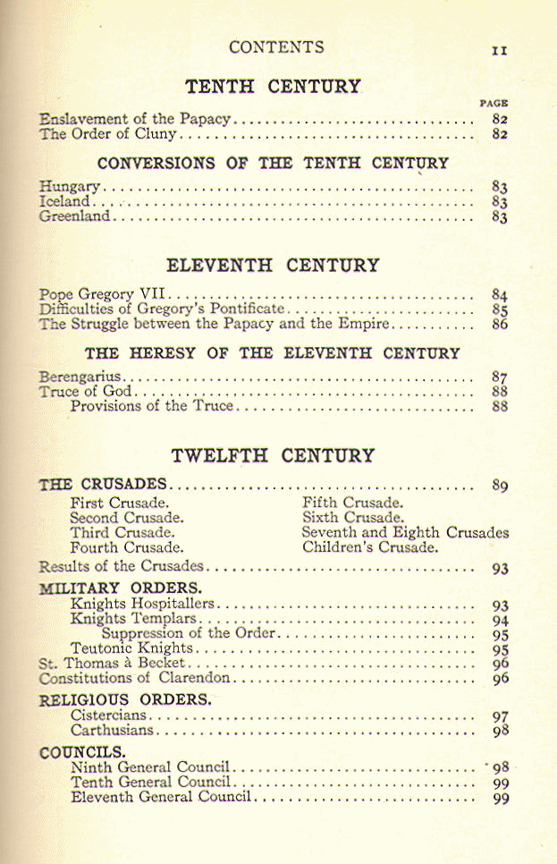 [Contents, Page 5 of 8] from Compendium of Church History by Notre Dame