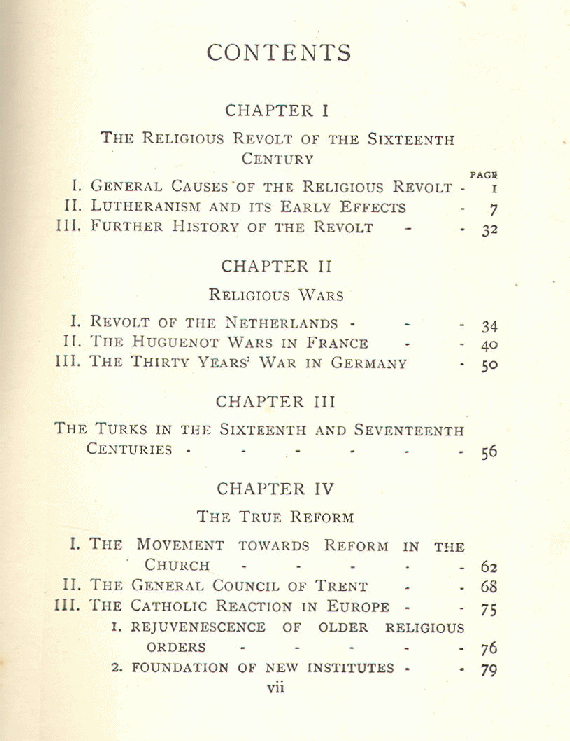 [Contents, Page 1 of 2] from Church - Early Modern Times by Notre Dame
