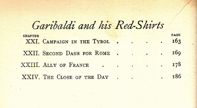 [Contents, Page 2 of 2] from Garibaldi and his Red Shirts by F. J. Snell