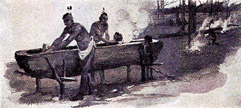 Indians Making a Canoe