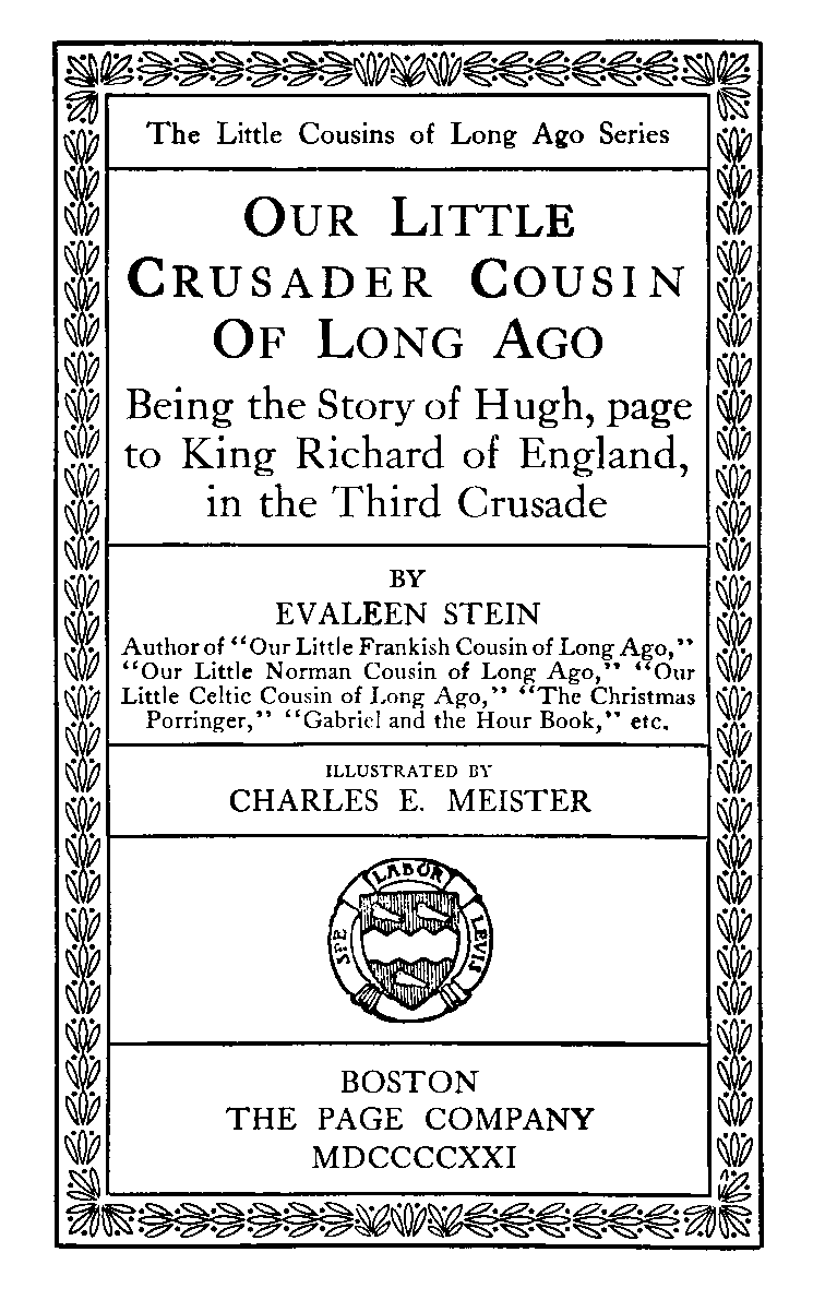 [Title Page] from Our Little Crusader Cousin by Evaleen Stein