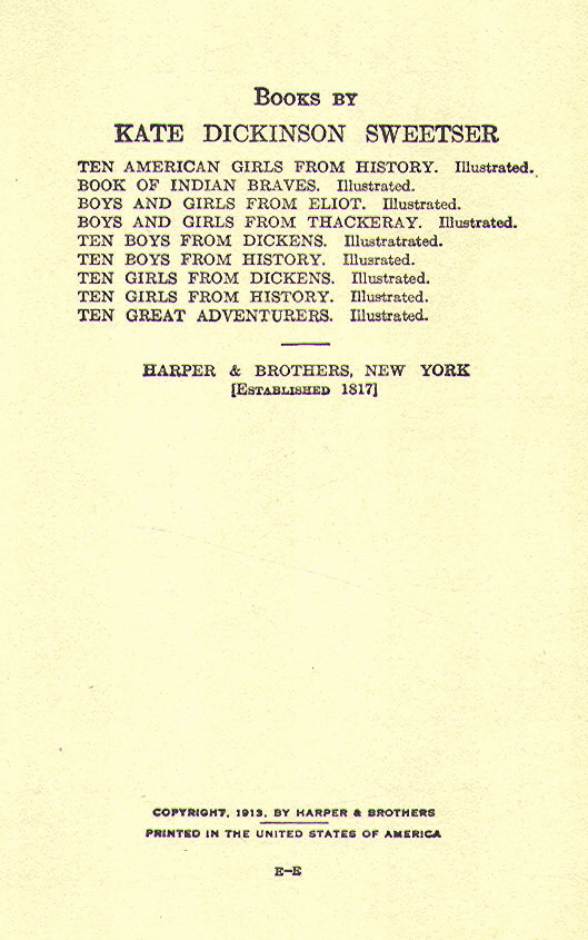 [Copyright Page] from Book of Indian Braves by K. D. Sweetser