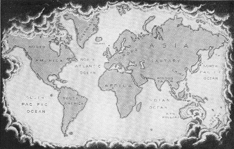 World as known after the voyages of Captain Cook.