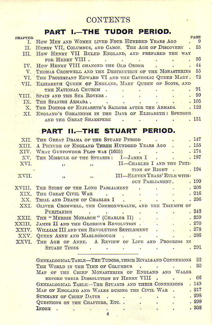 [Contents] from Tudors and Stuarts by M. B. Synge