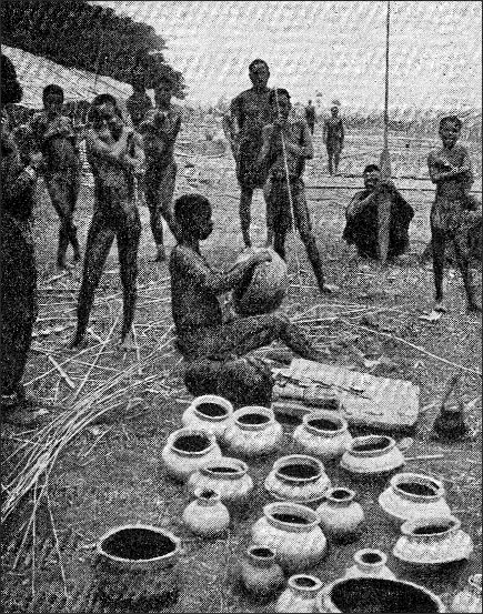 Women making pottery