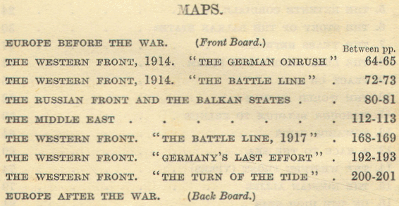 [List of Maps] from The World at War by M. B. Synge