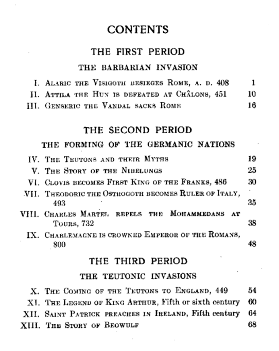 [Contents, Page 1 of 4] from European Hero Stories by E. M. Tappan