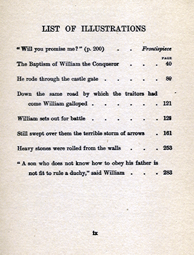 [List of Illustrations] from Days of William the Conqueror by E. M. Tappan