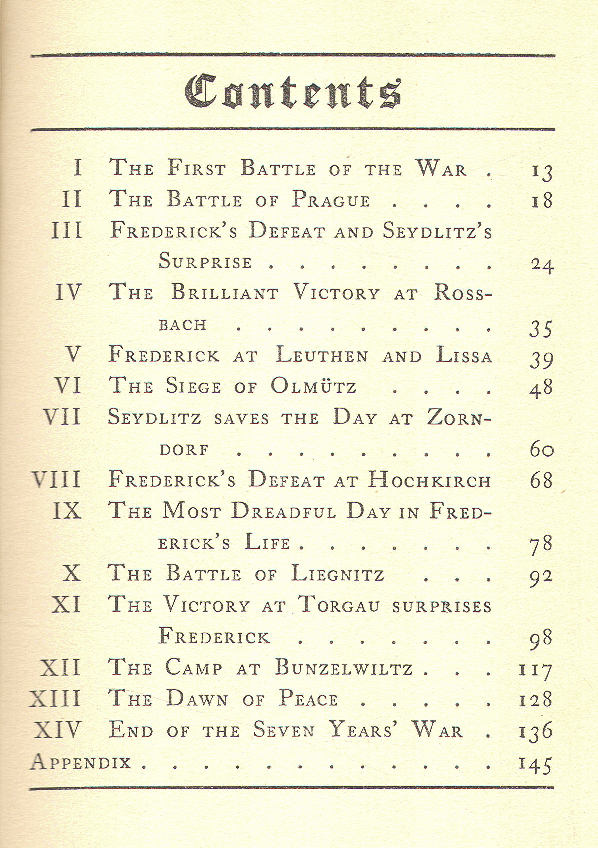 [Contents] from Frederick the Great by George Upton