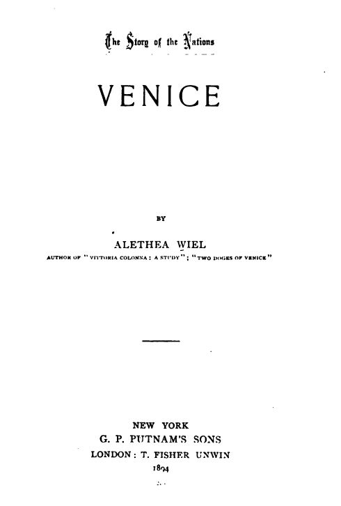 [Title Page] from Venice by Alethea Wiel