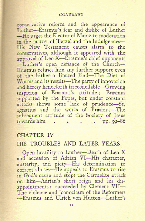 [Contents, Page of 3 of 5] from Erasmus of Rotterdam by M. Wilkinson