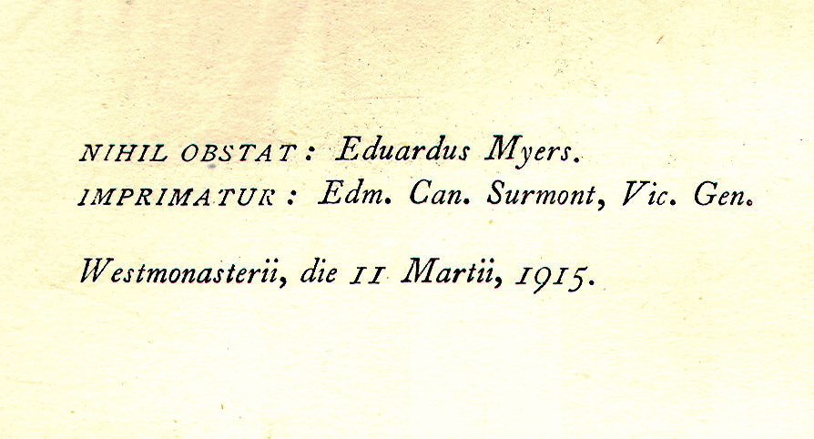 [Imprimatur] from Book of English Martyrs by E. M. Wilmot-Buxton
