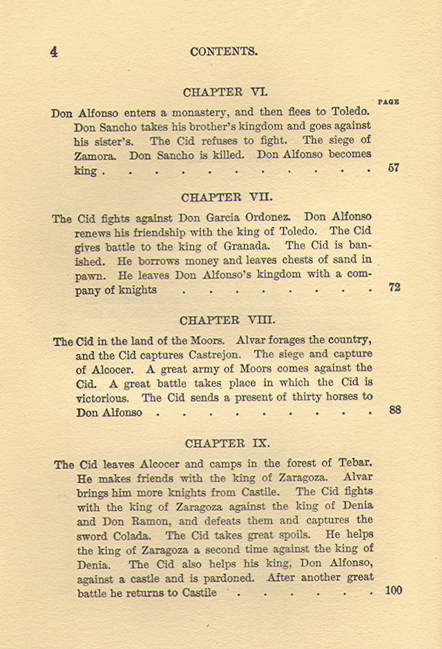 [Contents, Page 2 of 6] from Story of the Cid by C. D. Wilson