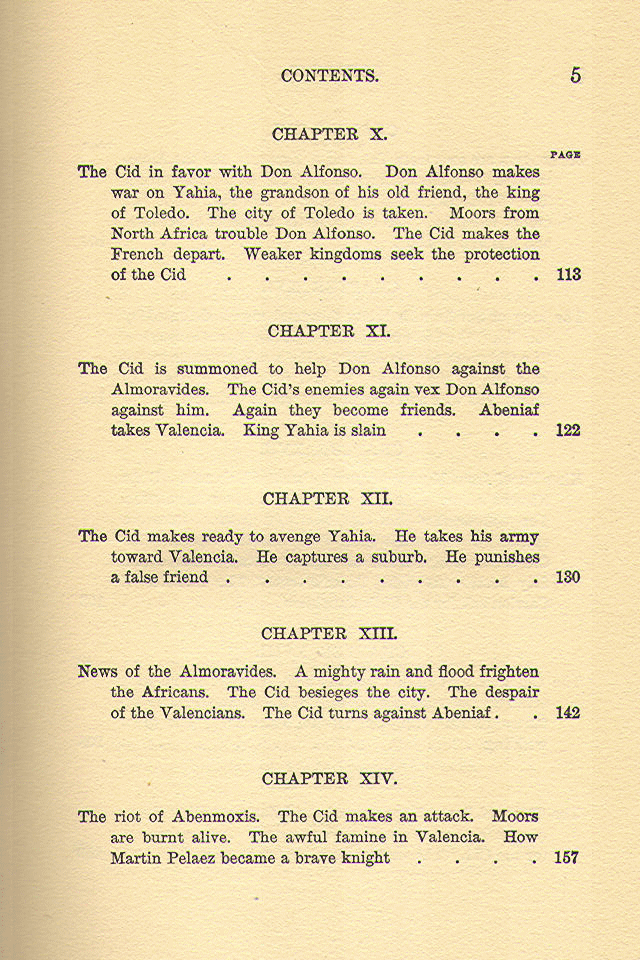 [Contents, Page 3 of 6] from Story of the Cid by C. D. Wilson