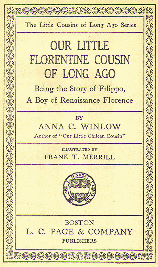 [Title Page] from Our Little Florentine Cousin by C. V. Winlow