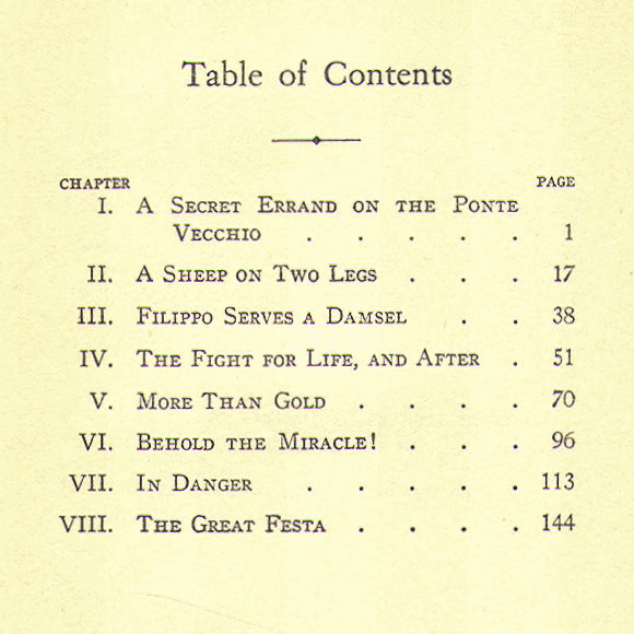 [Contents] from Our Little Florentine Cousin by C. V. Winlow