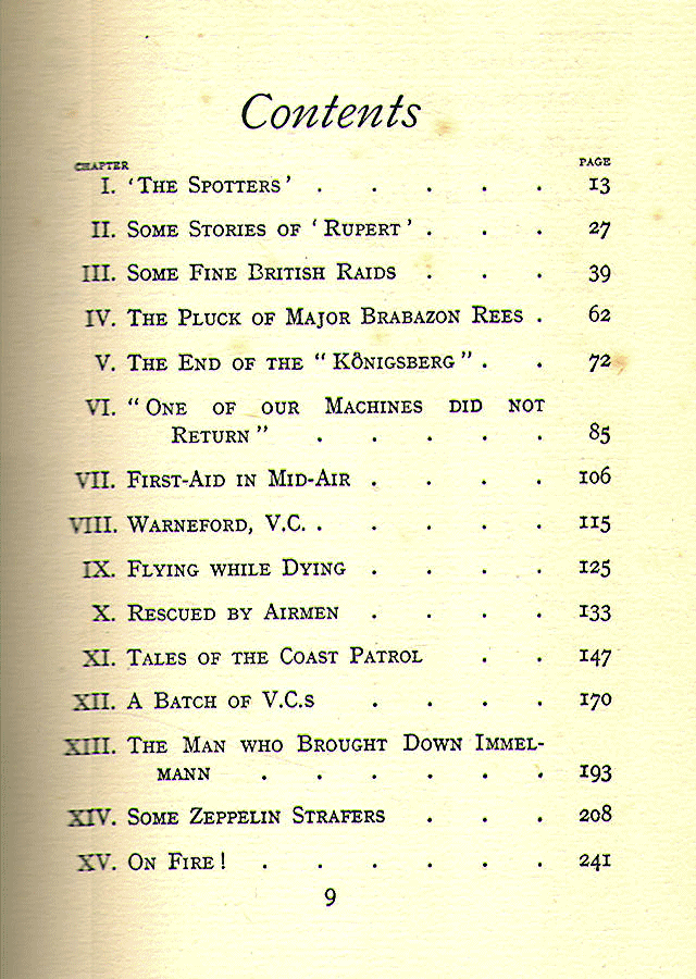 [Contents, Page 1 of 2] from Deeds of British Airmen by Eric Wood