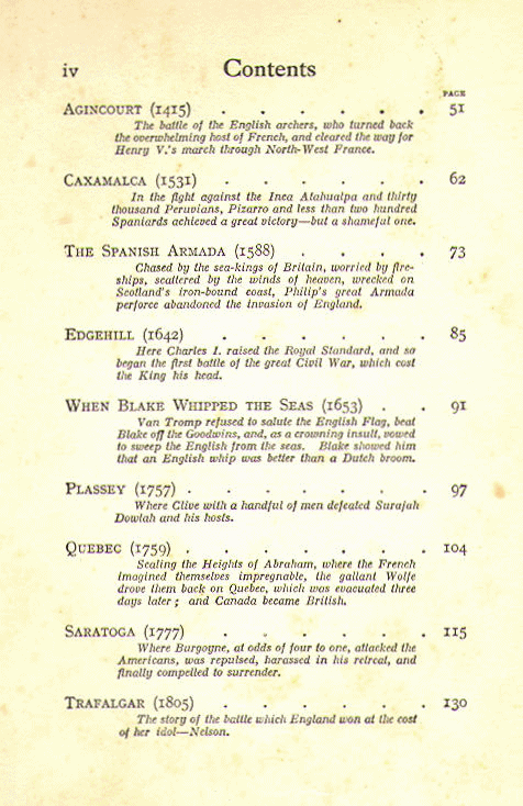 [Contents, Page 2 of 4] from Boy's Book of Battles by Eric Wood