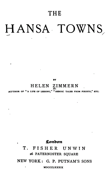 [Title Page] from The Hansa Towns by Helen Zimmern